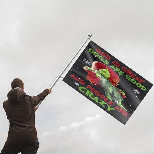 Σημαία εξωτερικού χώρου Grinch 2*3FT Εξωτερικό πανό διπλής όψης Σημαία σπιτιού κήπου 1