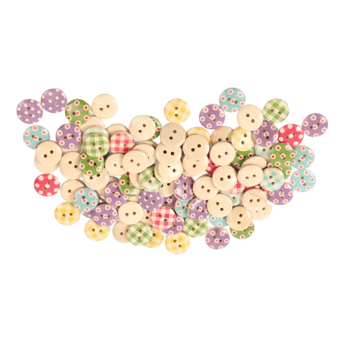 YINKUU500PCS Ξύλινο Κουμπί Πολλαπλών Χρήσεων Μοντέρνο Βασικό Χρώμα Βάσης με 2 Τρύπες 1