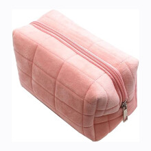 Leuk make-uptasje voor dames, groot, met ritssluiting, effen kleur, cosmetische tas, reistas, make-up- en toilettas, roze