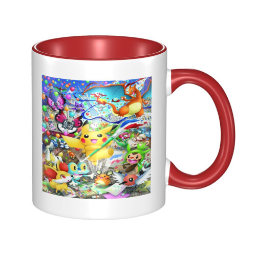 Κεραμική κούπα Pokemon 11oz κόκκινη, χαριτωμένο φλιτζάνι καφέ συμβατό με τις γιορτές