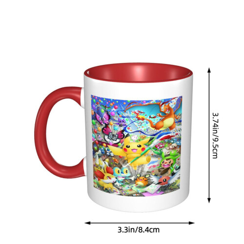 Κεραμική κούπα Pokemon 11oz κόκκινη, χαριτωμένο φλιτζάνι καφέ συμβατό με τις γιορτές 1