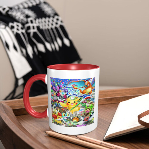 Κεραμική κούπα Pokemon 11oz κόκκινη, χαριτωμένο φλιτζάνι καφέ συμβατό με τις γιορτές 2