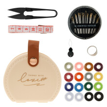 Kit de cusut mini Wekvgz Travel, portabil, multifuncțional, cu ață, foarfece, ace, compatibil cu începătorii acasă/călătorii - ușor