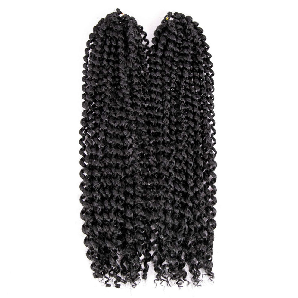 Unisex Black 18 Inch Water Wave Crochet Hair 2 Bundles, Passion Twist Braiding Hair For Butterfly Locs, 1B Natural