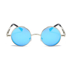 Lunettes de soleil rondes rétro à monture métallique polarisée, unisexes, avec protection UV400.