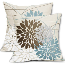 Svartbruna örngott, 40x40 cm, kuddfodral med dahliablommor, set om 2, för heminredning, kompatibel med lantlig och modern stil