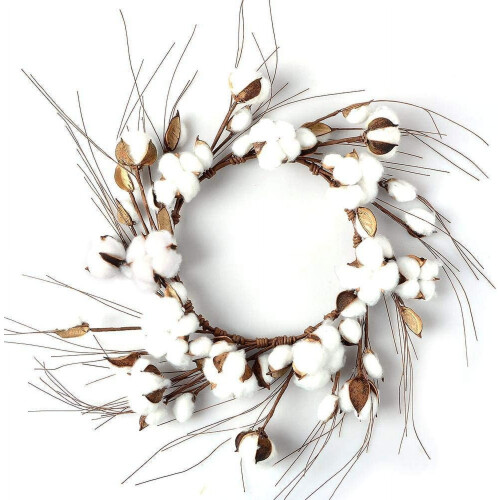 Corona de algodón auténtico, corona de bolas de algodón, corona de tallos de algodón ajustables con cápsulas de algodón completas para