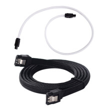 2 stk. 50 cm SATA3.0III SATA3 7-pinners datakabel 6 Gb/S SSD-kabler HDD-harddiskdatakabel med nylonhylse Premium-versjon, hvit og svart