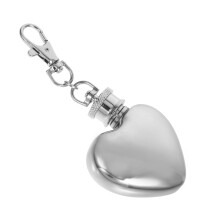 1Oz Heart Shaped Keychain Flask Portable Stainless Steel Drinking Bottle for Camping Hiking Outdoor Travel