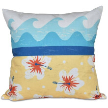 Polštář Simply Daisy 16" x 16" s květinovým potiskem surfování a moře