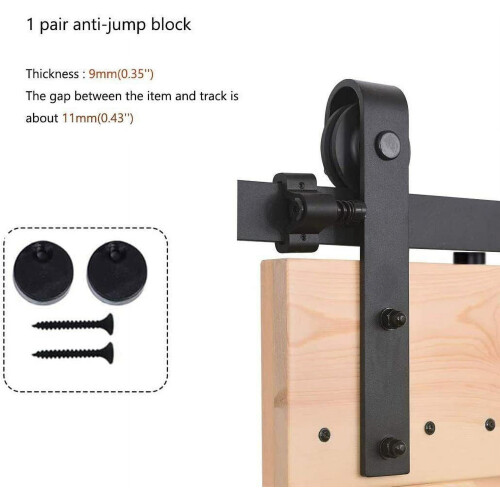 2pc Sliding Barn Door Hardware Set Black Anti-jump Disk Block 2