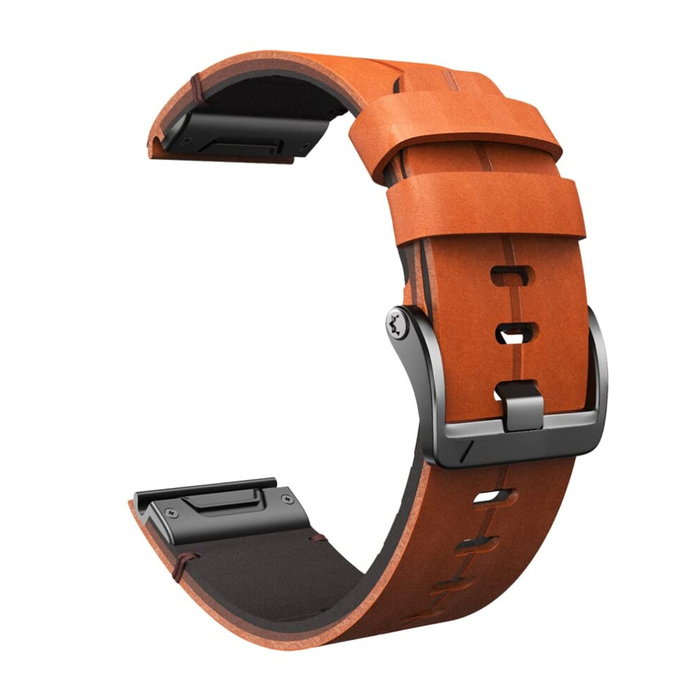 Leather Watch Band Quick Release Leather Strap 22Mm For Garmin Fenix 6 And Instinct Brown 9164114976116