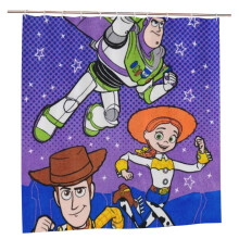 Waterdicht douchegordijn van polyester met Toy Story-print, badkamerdecoratie, douchegordijnset met haken, 72 x 72 inch.