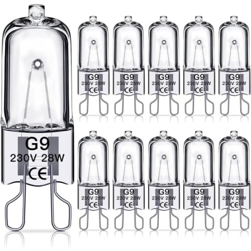 G9-Halogenlampen, 28 W, 230 V, 10er-Pack