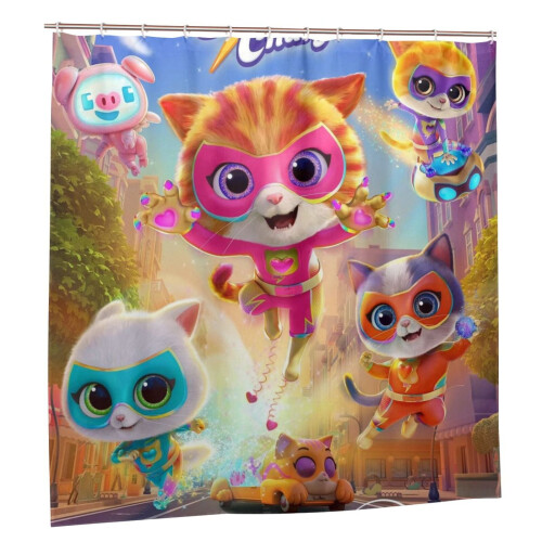 Κουρτίνα ντους Superkitties 72x72 ίντσες, συσκότιση, αδιάβροχη, ανθεκτική στη μούχλα, 1