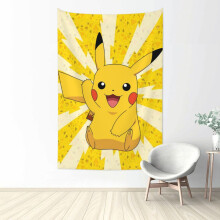 Nástěnná tapiserie Pikachu, voděodolný polyester, do ložnice, obývacího pokoje, na kolej, do koupelny, dárek k narozeninám, jedna velikost
