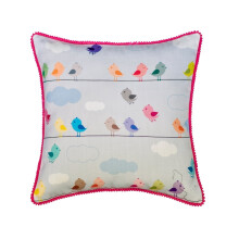 HomeCentric Dekorative Pudebetræk 14"x14" Bomuldspudebetræk til Børn til Sofa, Fuglepude til Børneværelset - Chirpy Cheeks