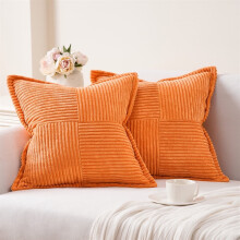 Topfinel 16" x 16" bredt sidepudebetræk, dekorativt tekstureret fløjlspudebetræk, orange, sæt med 2