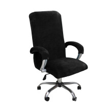 Silver Fox Velvet Stretch Plus fluwelen bureaustoelhoes voor draaibare bureaustoelen (zwart)
