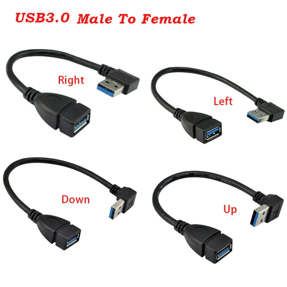 Susuchens Usb 3.0 Type A 90 Degree Right Angled Male To Female Extension Adapter Cable Size C Black 9482828462337