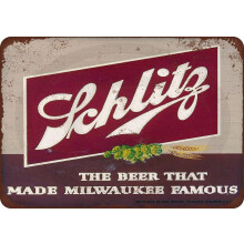 (Aluminium metal) Schlitz ølbar pub rustikt retro metalskilt størrelse: 8x12 tommer