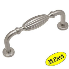 Cosmas7119SN Satin Nickel Landhausstil Schrankgriff mit geriffelter Form – 76 mm Lochabstand – 25er-Packung