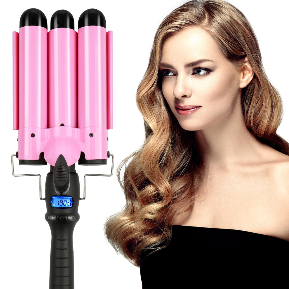 5 Barrel Curling Iron 0.6 Inch Ceramic Tourmaline Hair Waver with Dual Voltage and Temp Control