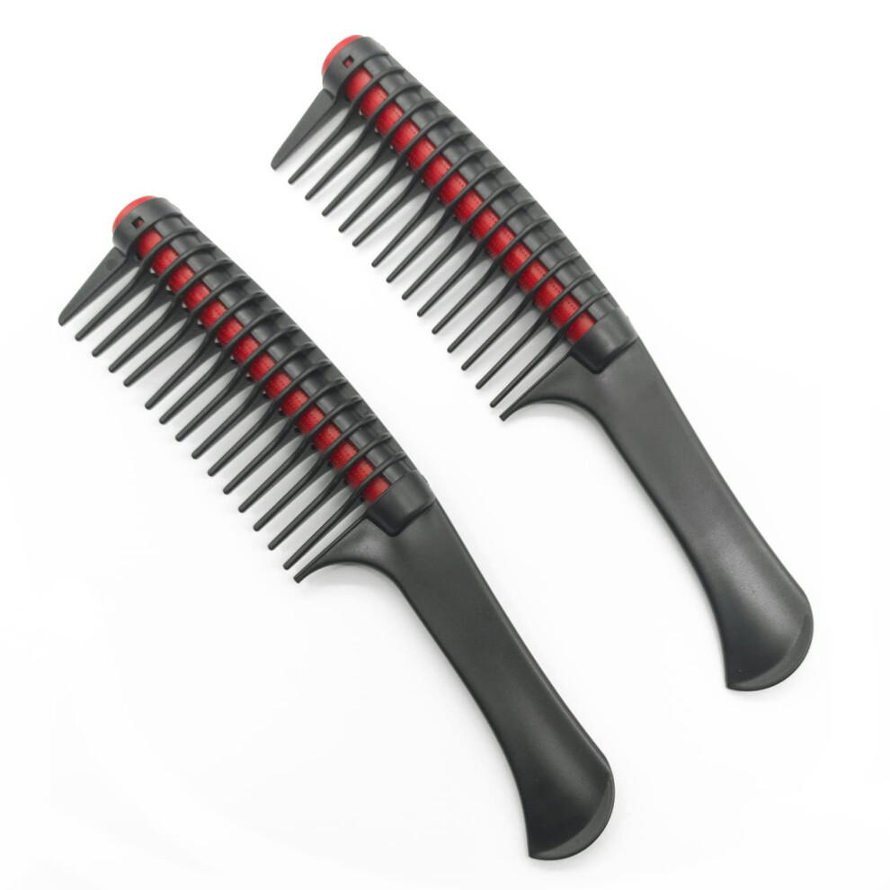 Unisex Black,Red Detangling Roller Comb And Wide Tooth Hair Comb 2 Pack For Even Hair Dye Application Black And Red