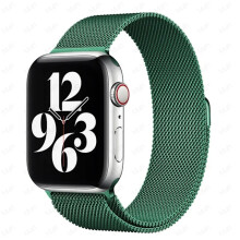 Milanesisk loop kompatibel med Apple Watch, tallgrönt metallarmband för 38/40/41/42/44/45/49 mm, iWatch Ultra2, serie 9-3, SE