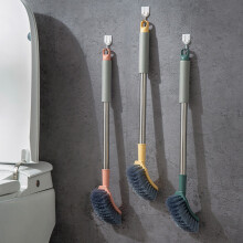 SUSUchens Spazzolino per WC con testina curva, pulizia profonda, in acciaio inossidabile, salvaspazio, ideale per bagno e hotel, colore rosa