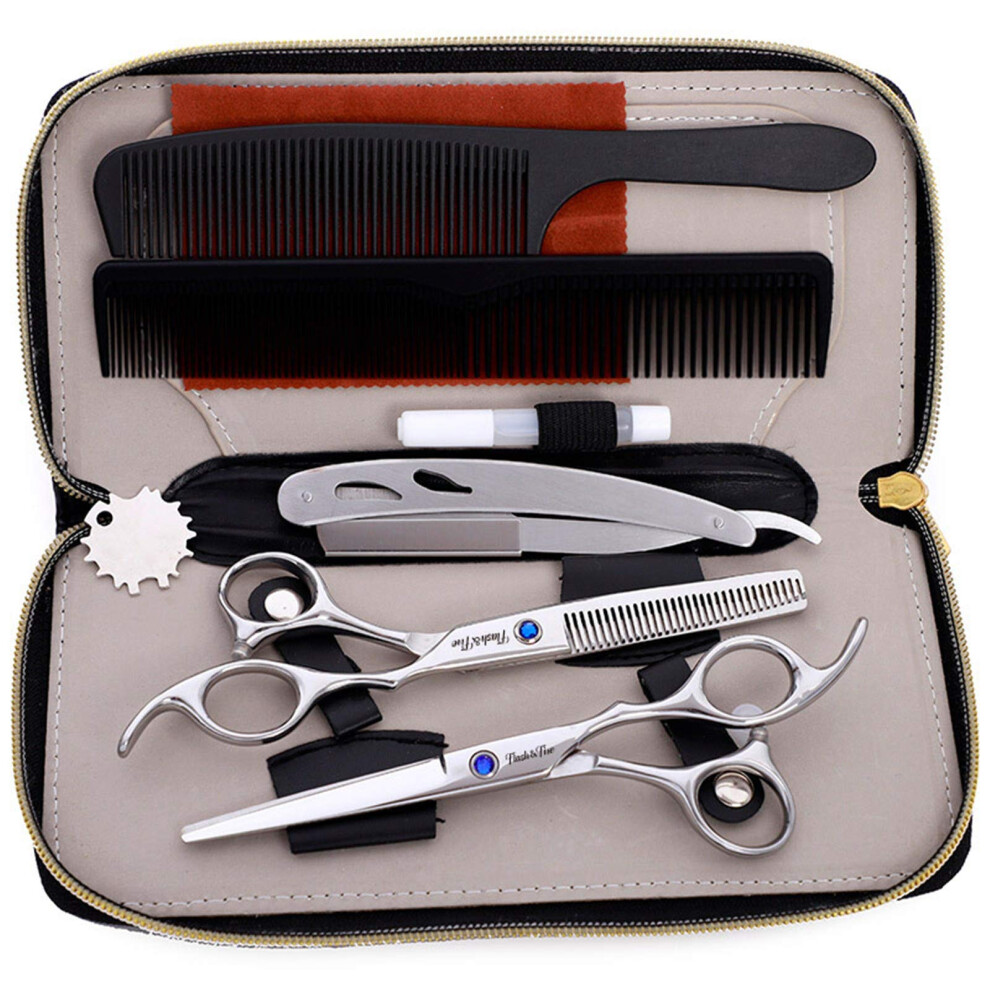 Professional Japanese Stainless Steel Hair Cutting Scissors 6.0 Inch Barber Shears with Ergonomic Offset Handle