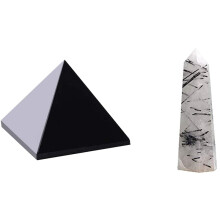 Coloană de cristal de turmalină neagră rară, baghetă magică, punct Reiki și cristale de cuarț obsidian natural de 50 mm, piramidă