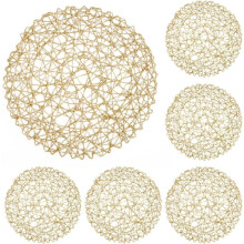 6 ronde papieren placemats, beige, ultradun, tafeldecoratie voor de eettafel, herbruikbare tafelloper en tafelstuk voor bruiloften.