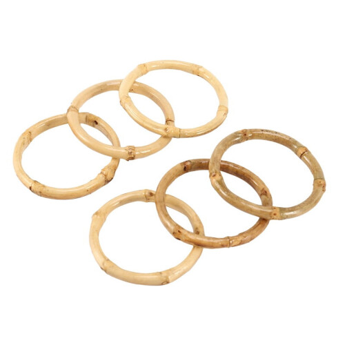 Ronds de serviette en bambou faits main, style rustique naturel, lot de 6