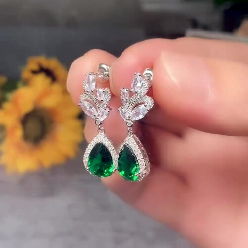 1 par dameøreringer vanndråpeformede strass-smykker glitrende langvarige øredobber til bryllup 2
