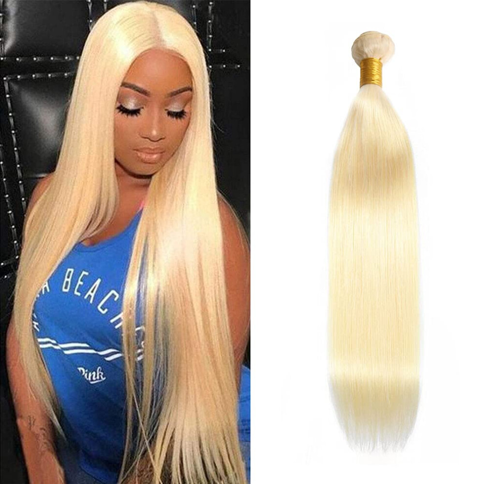 Unisex Brazilian Human Hair Extensions 30 Inch 613 Honey Blonde Virgin Straight Weave 8A Grade