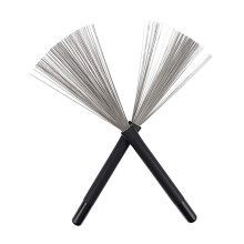 Retractable Wire Jazz Drum Brushes with Ergonomic Steel Handle for Drummers 29x1.85cm Black