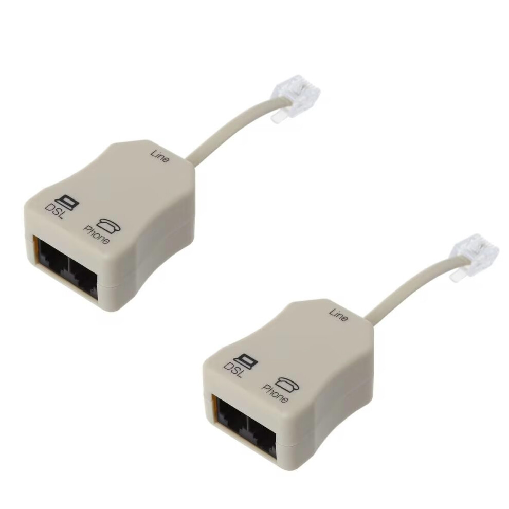 2 Pack Rj11 Adsl Splitter Dsl Filter For Landline Phone And Modem With Noise Reduction 9164114978431