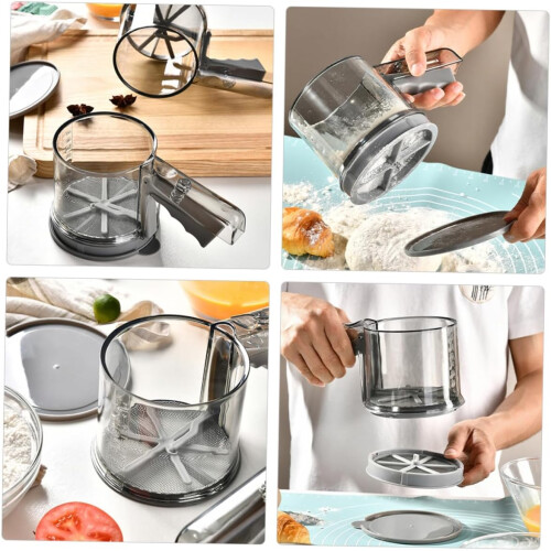 Flour Sifter Cup with Fine Mesh Screen, Ergonomic Handle for Baking, Sugar and Cocoa Dusting 1