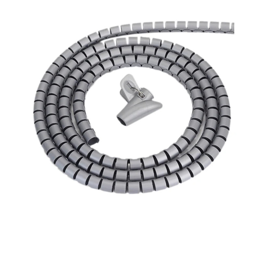 Cable Management Sleeve 28Mm Grey Spiral Cable Wrap, Flexible Cuttolength Wire Organizer For Home Office 9164114978943