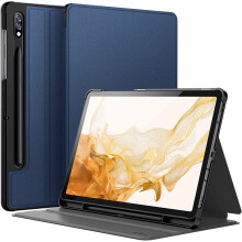 Hoesje compatibel met Samsung Galaxy Tab S8 2022/S7 2020 11-inch met S Pen-houder, slanke folio-standaard beschermhoes voor tablet.