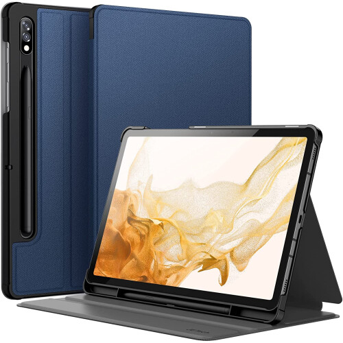 Capa compatível com Samsung Galaxy Tab S8 2022/S7 2020 de 11 polegadas com suporte para S Pen, capa protetora fina tipo folio com suporte para