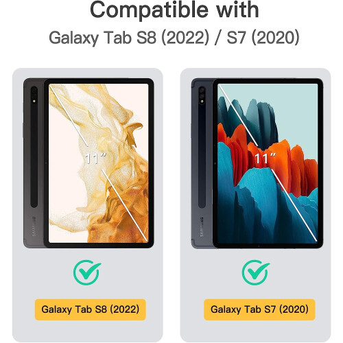 Capa compatível com Samsung Galaxy Tab S8 2022/S7 2020 de 11 polegadas com suporte para S Pen, capa protetora fina tipo folio com suporte para 1