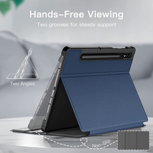 Capa compatível com Samsung Galaxy Tab S8 2022/S7 2020 de 11 polegadas com suporte para S Pen, capa protetora fina tipo folio com suporte para 2