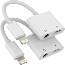 Lightning to 3.5mm Splitter 2in1 (2-pack) Charger Audio Cable Connector compatible with iPhone AUX Adapter for Headphone Jack Dongle Cable