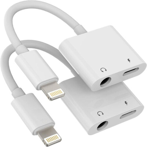 Διαχωριστής Lightning σε 3,5 χιλ. 2 σε 1 (συσκευασία 2) Καλώδιο φόρτισης ήχου συμβατό με