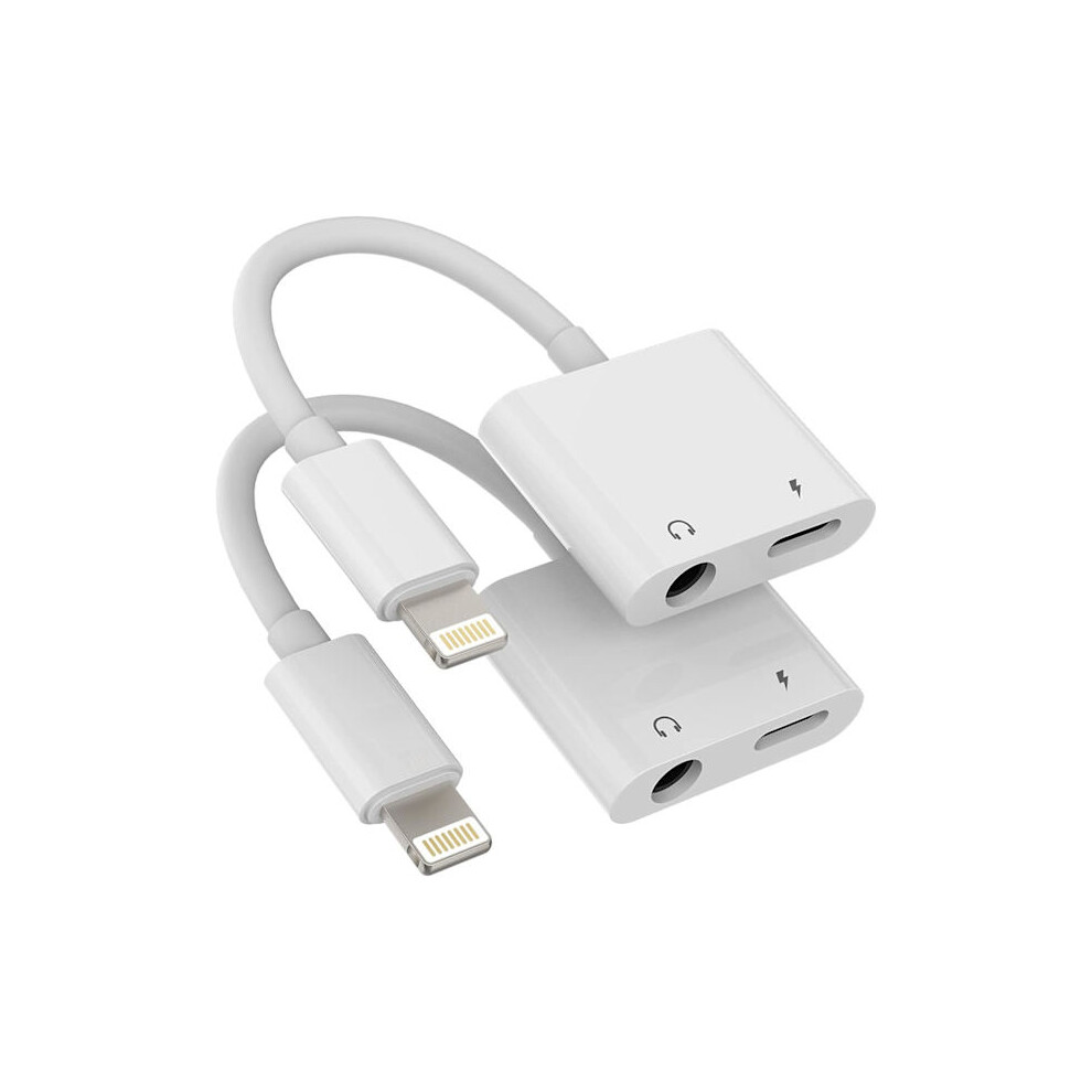 Lightning To 3.5Mm Splitter 2In1 (2-Pack) Charger Audio Cable Connector Compatible With Iphone Aux Adapter For Headphone Jack Dongle Cable 9173940161863