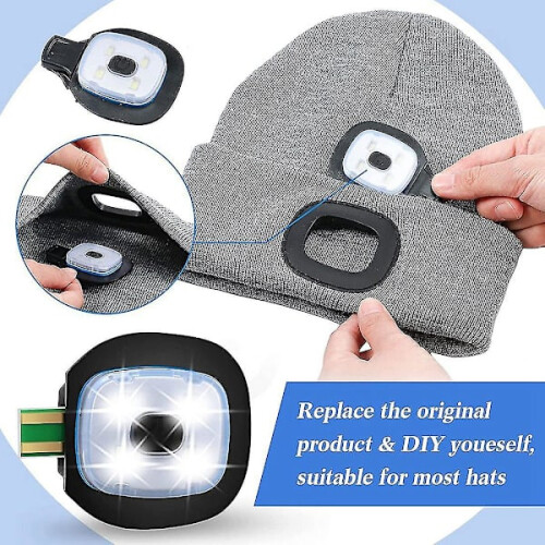 USB Rechargeable LED Knitted Hat Light, 4 Pieces, High, Medium and Low Light Mode LED Hat 2
