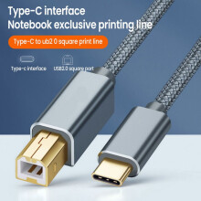 USB Typ-C till USB B2.0 Skrivarkabel för Epson HP Brother 0,5-3 m Bärbar Dator Skanner Skrivarkabel 2 M