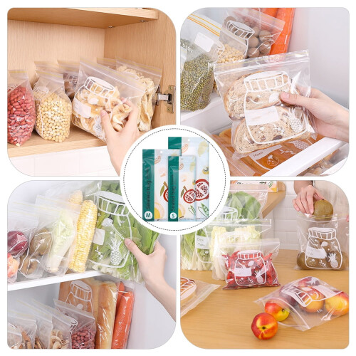 Lot de 3 sacs de conservation réutilisables pour aliments, à utiliser au réfrigérateur. 2